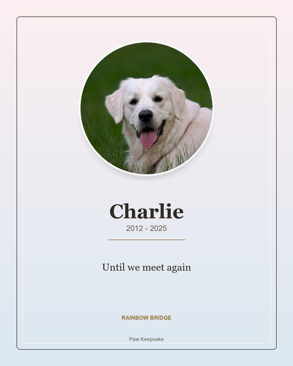 Custom Pet Memorial Digital Portrait